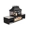 Deko Living 80 Inch Rectangular Outdoor Steel Wood Burning Fireplace w/ Log Storage, Side Tables COB10504 - alternate 5